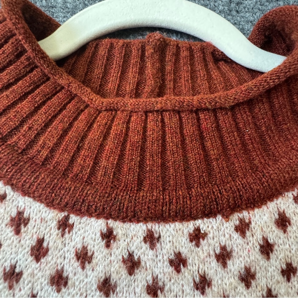 American Eagle Fair Isle Cropped Sweater XL Nordic Mock Neck Knit - Picture 4 of 13
